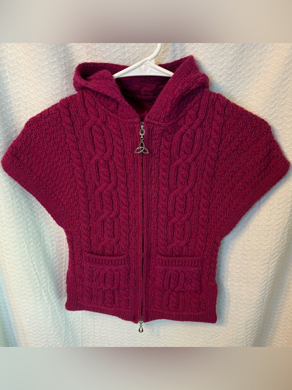 Aran Sweater vest. 
High quality 100% Merino Wool
Made in Ireland
Child’s 4-5 yr